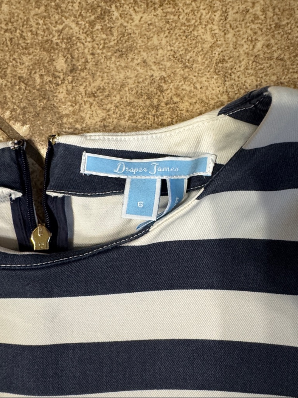 Draper James Navy and White Striped Shift Dress - Picture 2 of 4